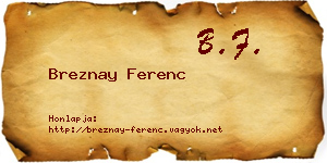 Breznay Ferenc névjegykártya